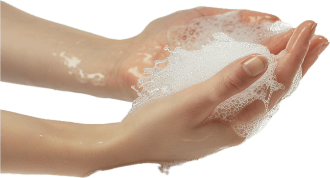Hands Lathered with Soap and Bubbles. png