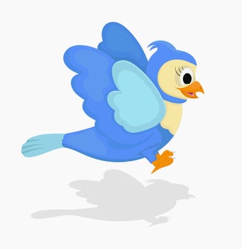 Cute bird cartoon flying with shadow vector
