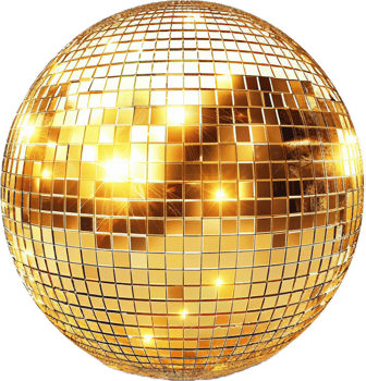 Golden Disco Ball Reflecting Light. png