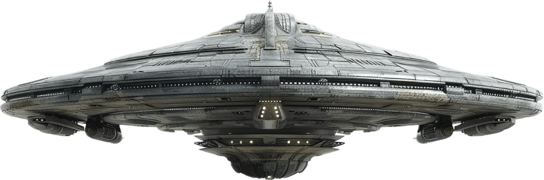 Futuristic Spaceship Hovering in Space. png
