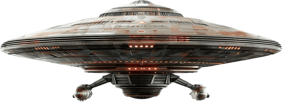 Futuristic Spaceship Hovering in Space. png