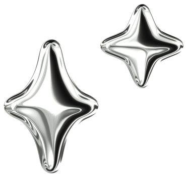 Stars 3D Y2K Silver Metallic Chrome Illustration png