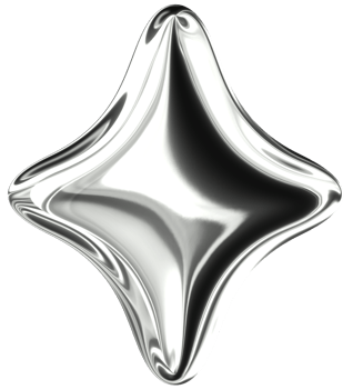 Star 3D Y2K Silver Metallic Chrome Illustration png