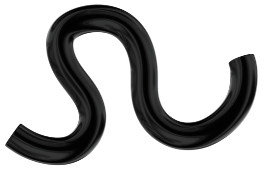 Tube Abstract 3D Y2K Black Metallic Chrome Illustration png