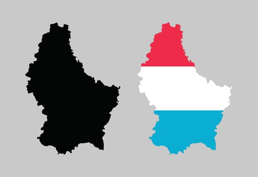 Luxembourg Map. Map of Luxembourg with national Flag. vector