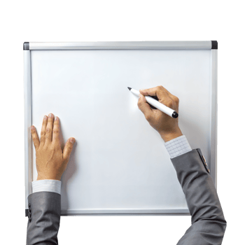 A man is writing on a white board with a marker png