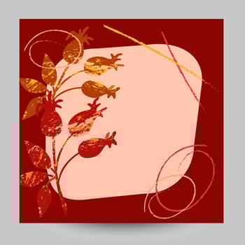 Autumn fall .Abstract fashion frame with berries branches and leaves. Stylish hand drawn illustration.Invitation poster postcard poster decoration flyer advertisement sale discount site. vector