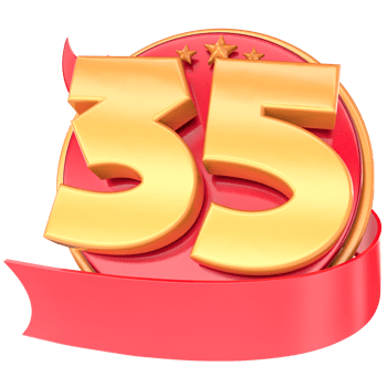 Anniversary 3d red numbers with ribbon 35 Number Gold png