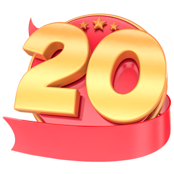 Anniversary 3d red numbers with ribbon 20 Number Gold png