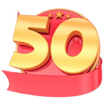 Anniversary 3d red numbers with ribbon 50 Number Gold png