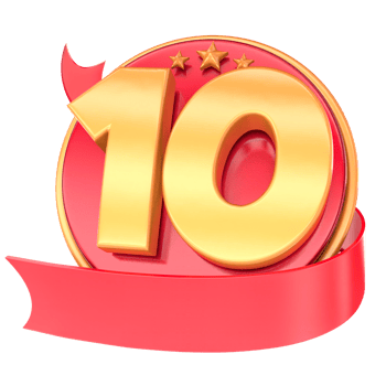 Anniversary 3d red numbers with ribbon 10 Number Gold png