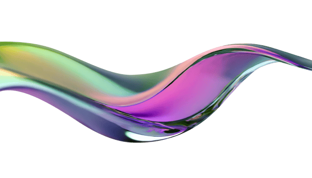 Abstract liquid glass shape with colorful reflections. Ribbon of curved water with glossy color wavy fluid motion. Chromatic dispersion flying and thin film spectral effect. png