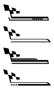 Collection of racing style geometric striped car wrap decals vector