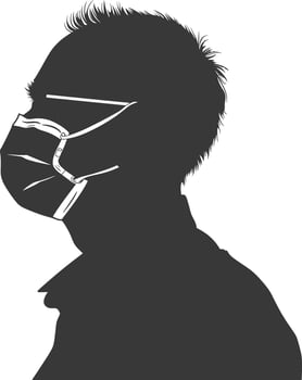 silhouette elderly man using face mask black color only vector