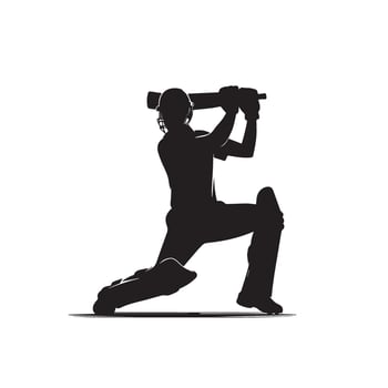 Cricket player silhouette. cricket batsman different scope silhouette illustration. cricket player logo vector
