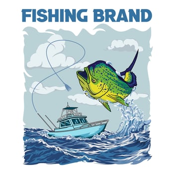mahimahi dorado boat fishing illustration logo image t shirt vector