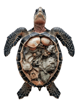Endangered Turtle and Ocean Pollution, Marine Wildlife Facing Plastic Waste and Environmental Crisis png