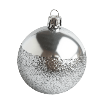 Shiny silver christmas ball isolated on transparent background png