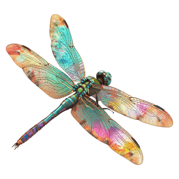 Colorful dragonflies isolated on transparent background png
