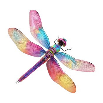 Colorful dragonflies isolated on transparent background png