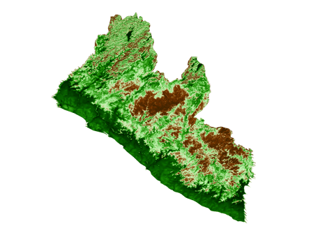 Liberia Topographic Map 3d realistic map Color 3d illustration png