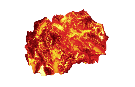 North Macedonia map with the flag Colors Blue and Red Shaded relief map 3d illustration png