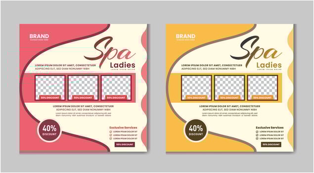 Spa and beauty salon ladies body massage Social Media Post Design Template vector