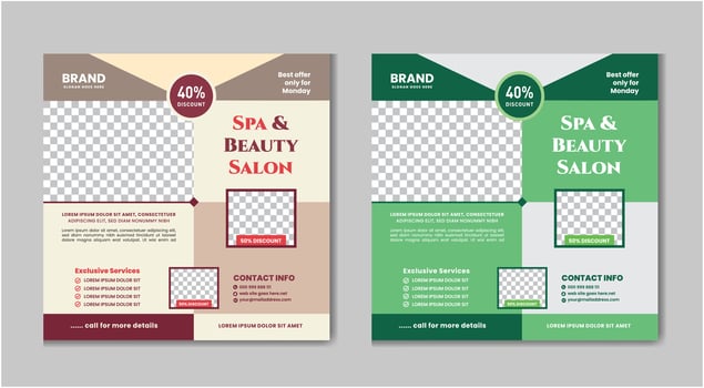 Spa and beauty salon ladies body massage Social Media Post Design Template vector
