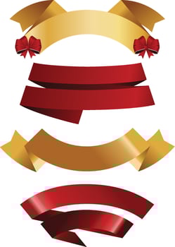Beautiful Ribbons Banner, Tags and Bows Collection Set Design EPS Template. vector