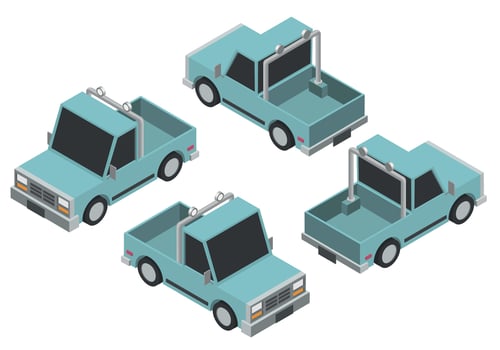 low poly isometric pick up vector