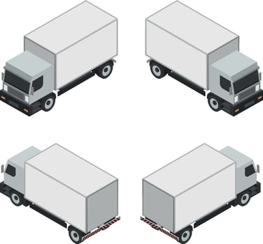 Isometric box truck vector