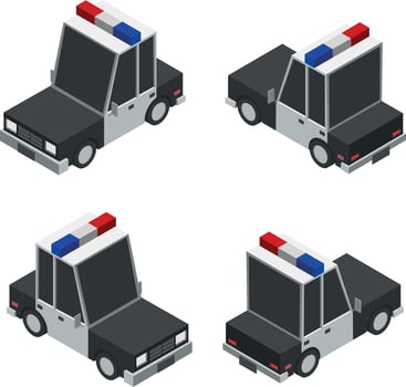 isometric police set vector