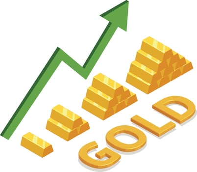 Isometric Rising Graph for Gold Market vector