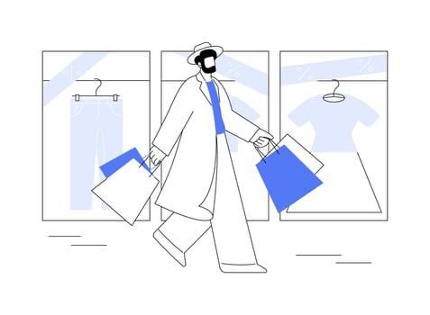 Enjoying shopping isolated cartoon illustrations. vector