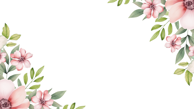 Decorative watercolor flower and leaves frame background png