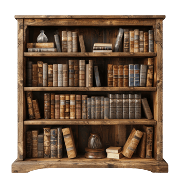 Wooden book shelf on transparent background png