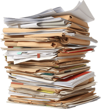 Stack of Messy Office Documents and Files. png