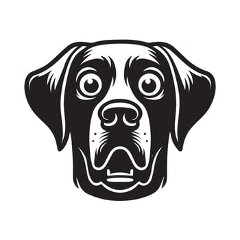 A Surprised Chesapeake Bay Retriever Dog Face Illustration in black and white vector