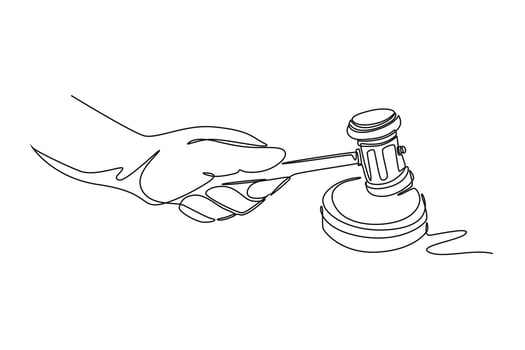 Law concept. Single line draw design. Full length animation illustration. High quality 4k footage. vector