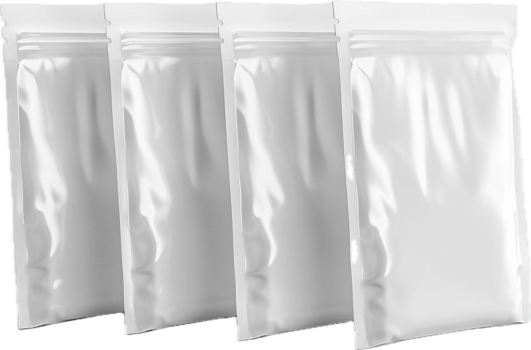 Empty white resealable pouch bag. png