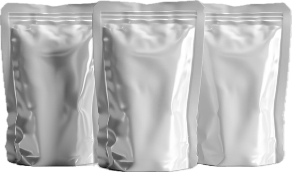 Empty white resealable pouch bag. png