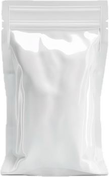 Empty white resealable pouch bag. png