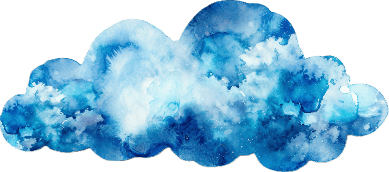 Watercolor cloud in shades of blue. png