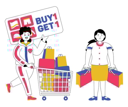 shopping people with flat illustration vector
