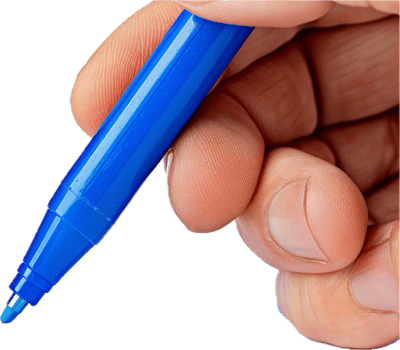 Hand Holding Blue Pen for Writing. png