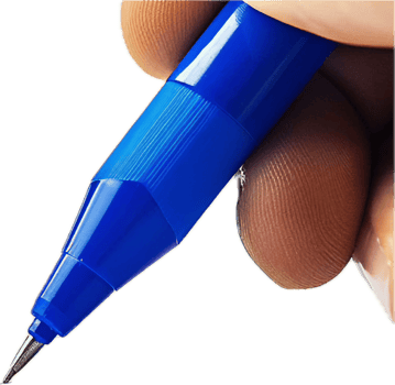 Hand Holding Blue Pen for Writing. png