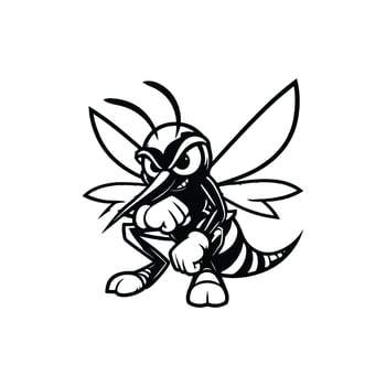 Mosquito Animal black silhouette with white color background vector