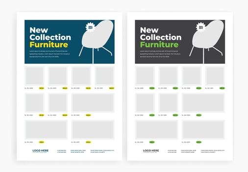 Furniture for sale flyer design vector