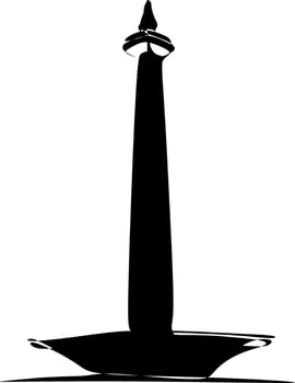 A black and white silhouette of Monumen Nasional or Monas vector