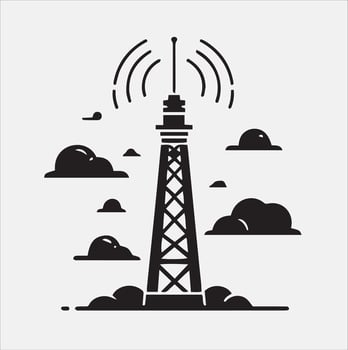 Minimalist mobile tower skyscraper tower icon silhouette vector